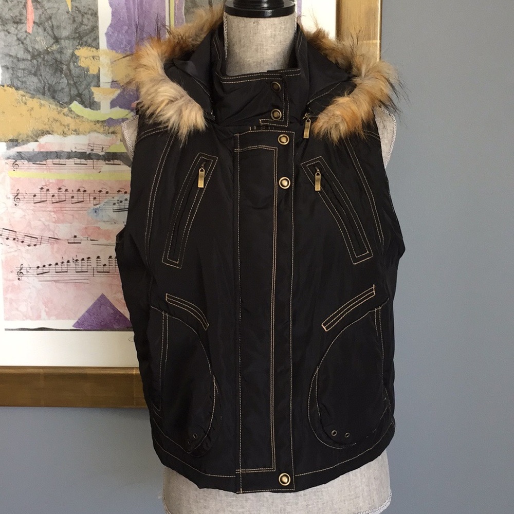 WOW Couture Vest With Faux Fur Hood